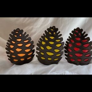 PartyLite brand Twinkling Pinecones Candle holders, colorful